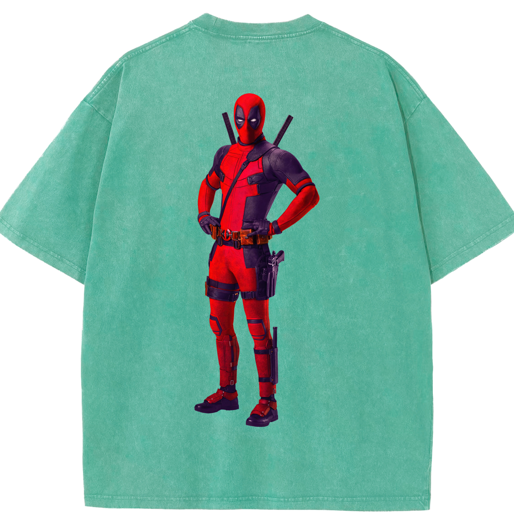（画像用） Deadpool デッドプール 綿100% ヴィンテージ風 半袖Tシャツ（背面プリント）